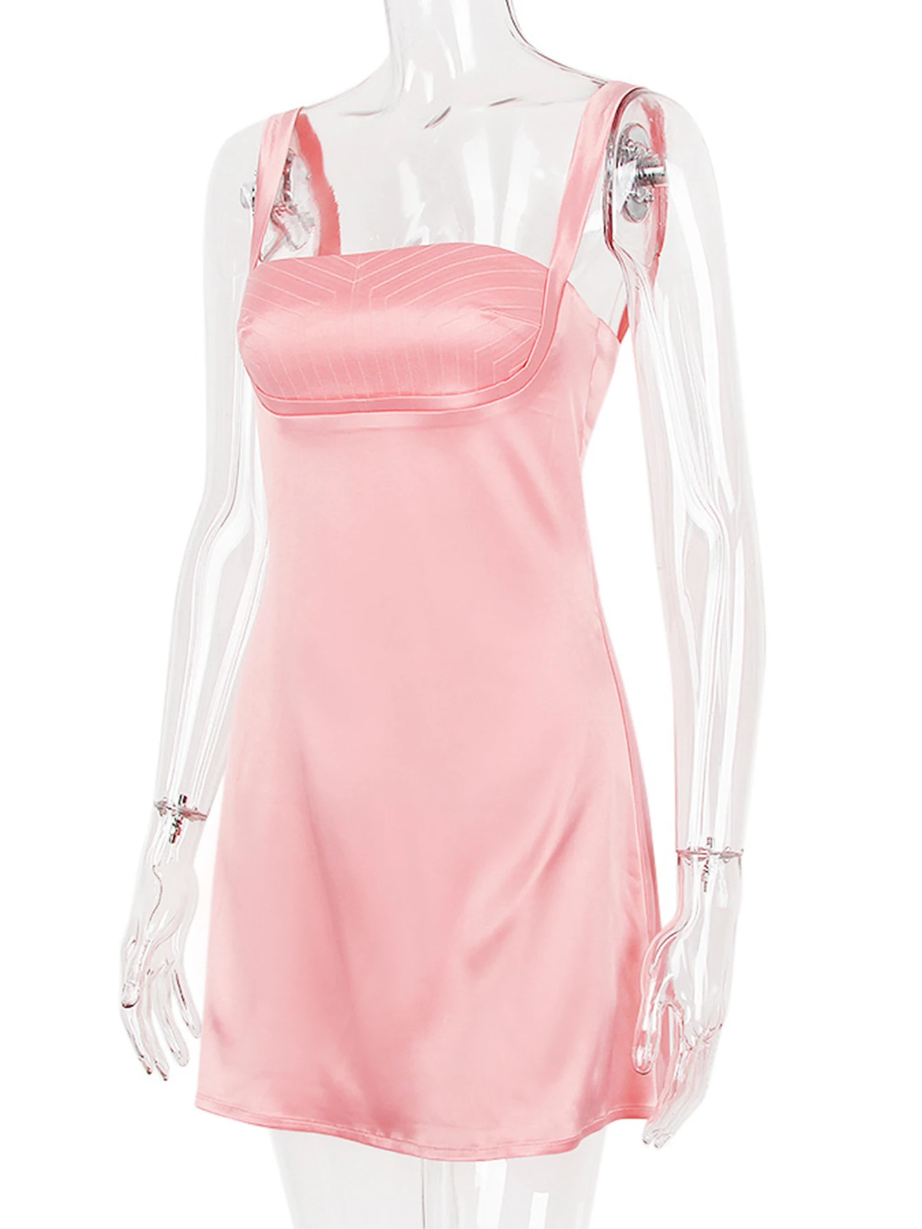 فستان صيفي قصير مثير من الساتان الأبيض بدون ظهر للنساء فساتين أنيقة قصيرة لحفلات أعياد الميلاد فساتين سهرة لوصيفة العروس