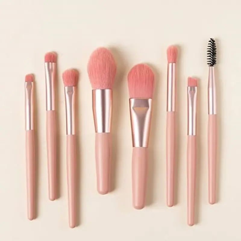 Ensemble de mini pinceaux de maquillage pour femme, fond de teint, fard à joues, surligneur, fard à barrage, doux, moelleux, correcteur, mélange Kabuki, outil de beauté, 8 pièces