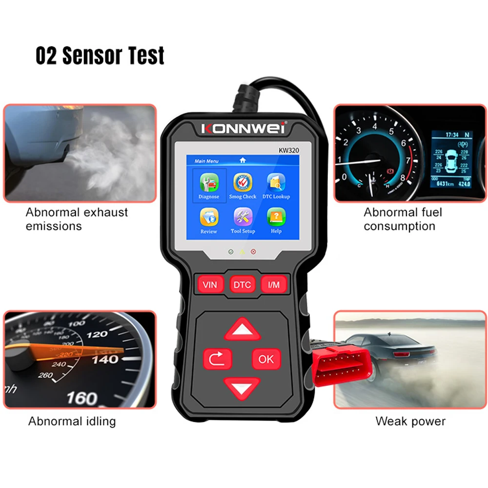 KONNWEI KW320 Car OBD2 Scanner Professional Car Diagnostic Scanner Tools OBD 2 Check Engine Automotive Code Reader