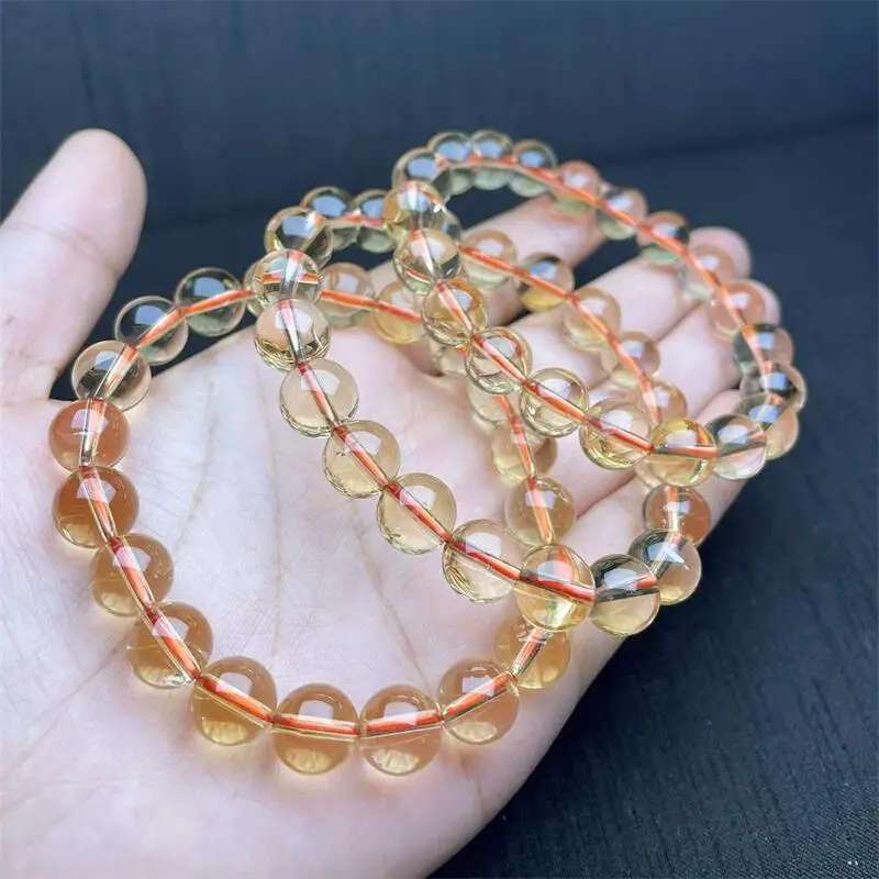 

10MM Natural Brazilian citrine Bracelet Handmade Crystal Quartz Jewelry Stretch Bangle Children Birthday Gift 1pcs