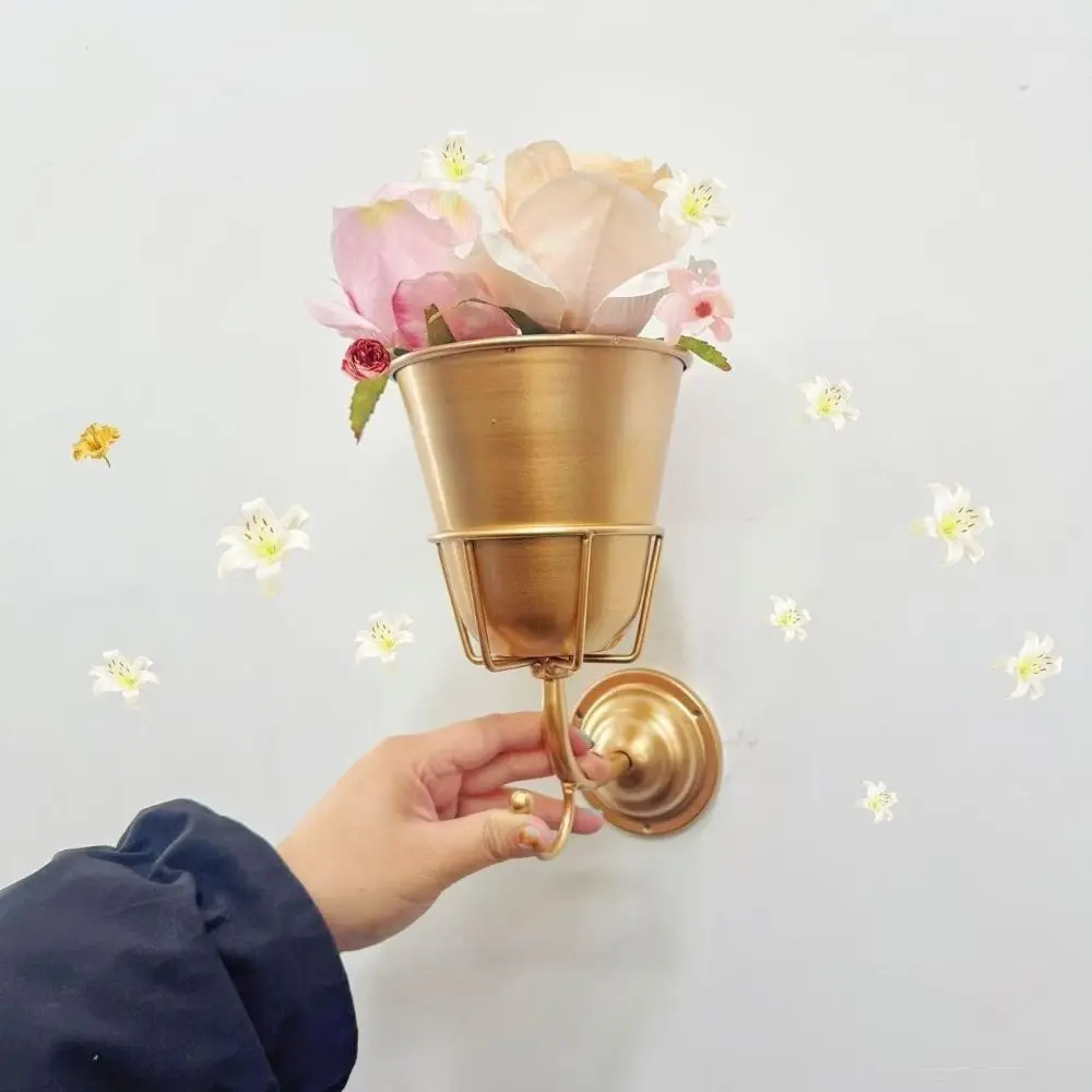 

Wall-mounted Opal Wall Vessel Stainless Steel Elegant Wall Hanging Flower Pot Handcrafted with Detachable Hook Plant Pot Holder