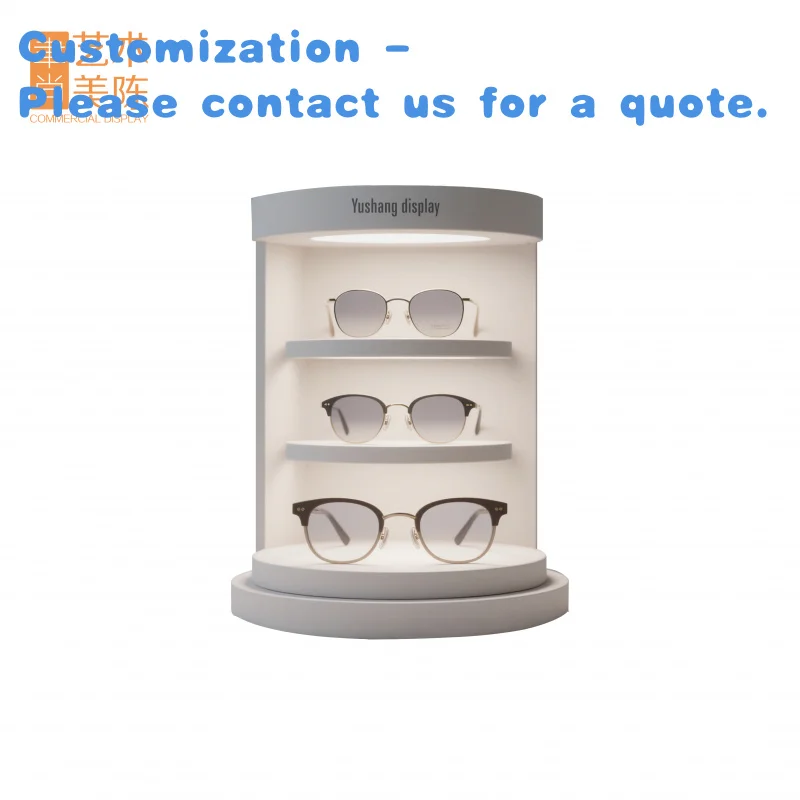 

custom.YUSHANG Customizable Three-layer Milk White Spray Painting of Density Board with Light Box Table Eyewear Display Stand