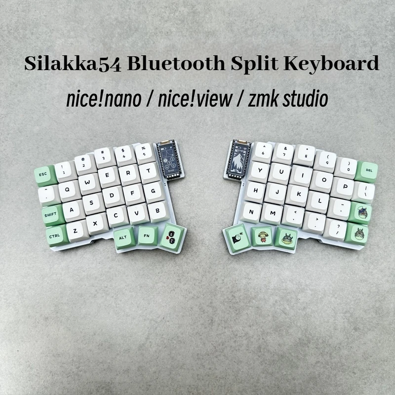 Silakka54 wireless Bluetooth split mechanical keyboard ergonomic split customization ZMK hot-swappable left right keyboard kit