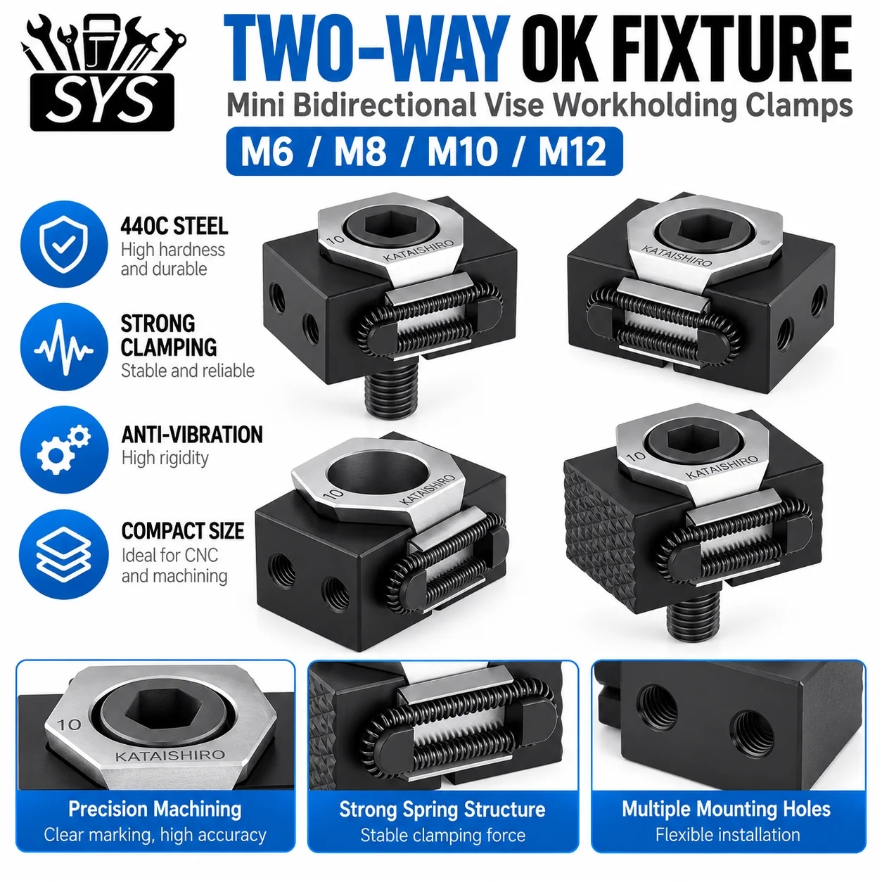 M6 M8 M10 M12 OK VISE CNC Multi-station Product Batch Processing MINI OK Vise Small Clamp Precision Modular Vise for CNC Machine