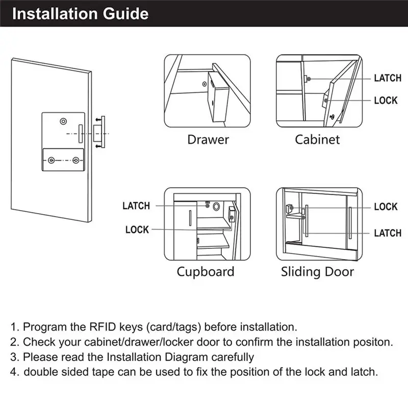 B04B-RFID Electronic Cabinet Lock DIY For Wooden Cabinet Locker Drawer Shoe Cabinet Drawer Lock Electronic Dark Lock Dura