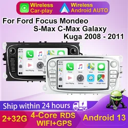 2Din Head Unit Car Radio Stereo for Ford Focus S-Max Mondeo Galaxy C-Max 2008-2011 Wireless Carplay AUTO Video Multimedia Player