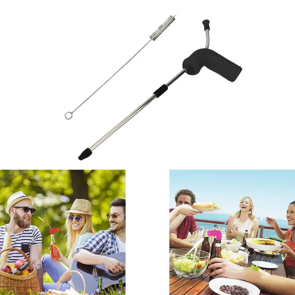 Plastic Beer Snorkel Dispenser Bong Party Straw Tool with Brush Club Beer