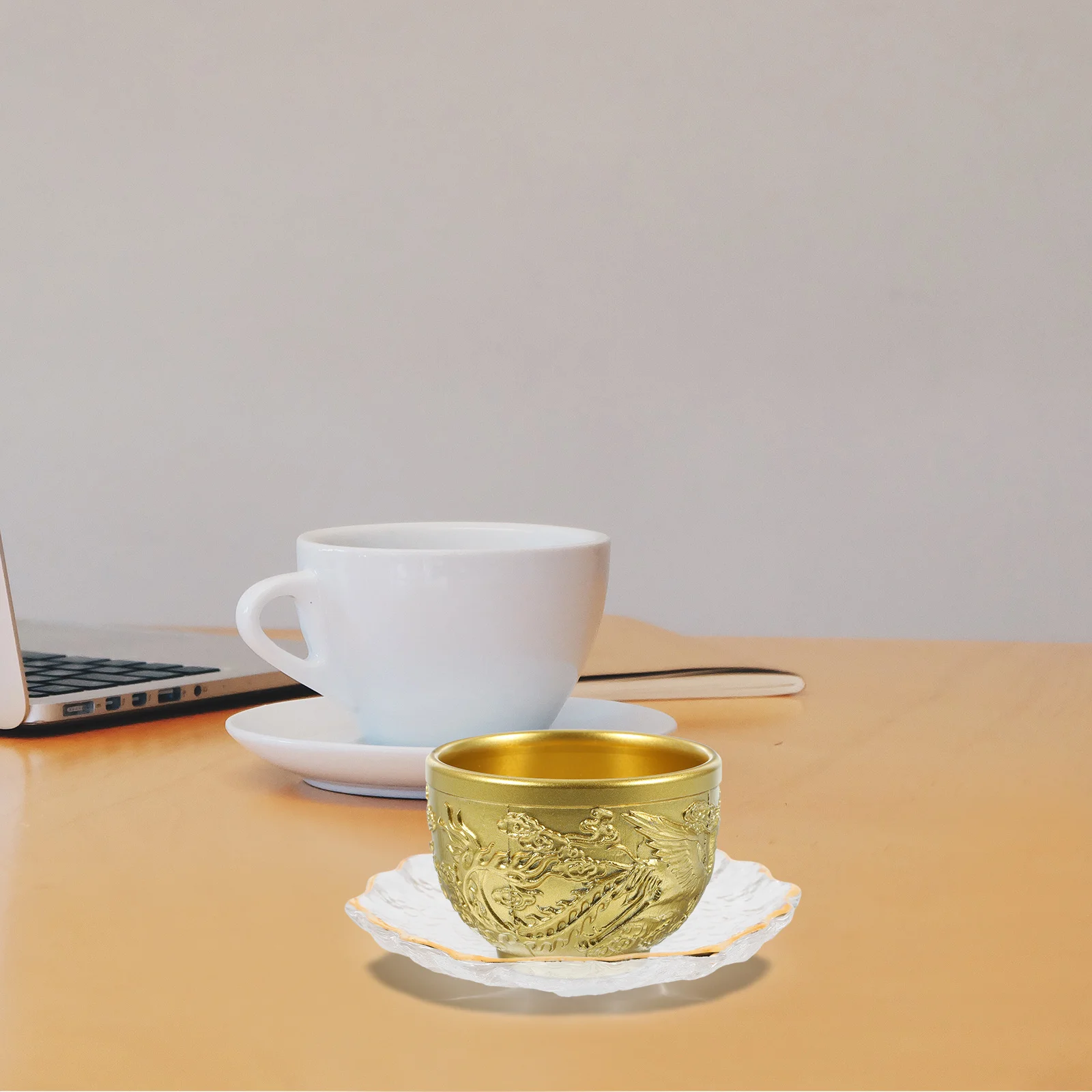 طبق شاي زجاجي، تصميم قاعدة شفافة سميكة مقاومة للحرارة للمنزل والمكتب وكوب القهوة وزجاج النبيذ #5