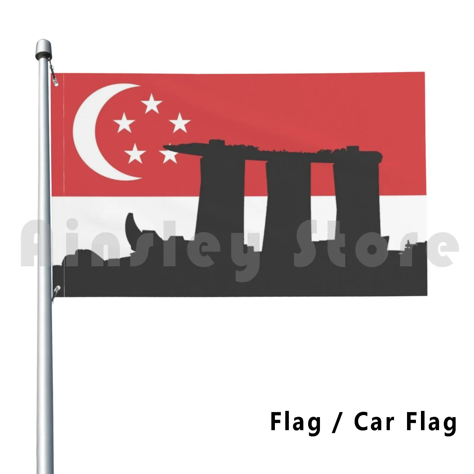 Singapore Flag Marina Bay Sands Outdoor Decor Flag Car Flag Singpour Singapore Singapur Flag Bandera Drapeau Drapau Lune