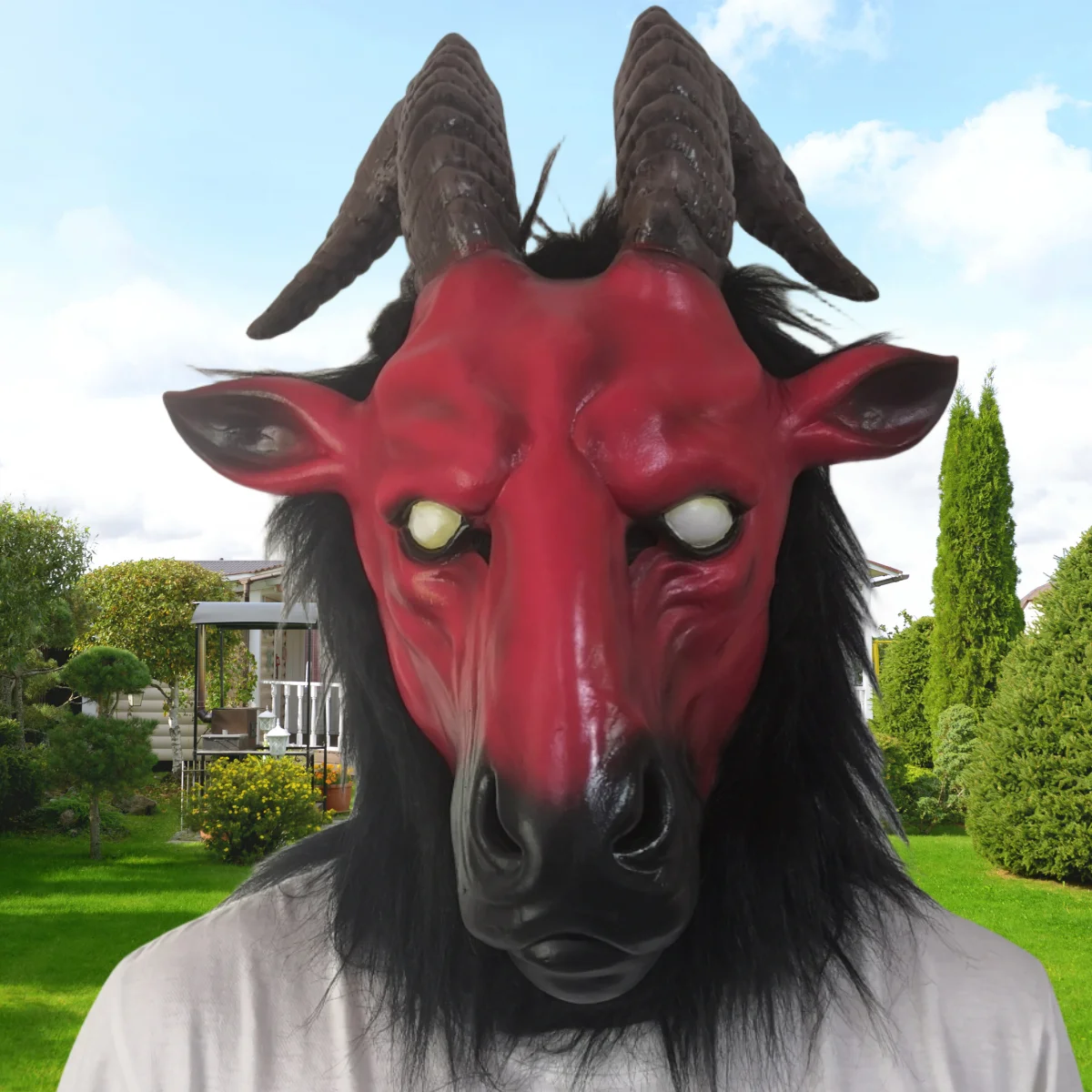 Funny Goat Antelope Mask Latex Animal Head Mask Horror Farmyard Animal Goat Masks Adults Halloween Party Cosplay Costumes Props