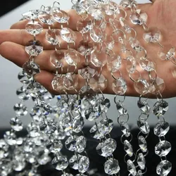 1 Meter 14mm Transparent Clear Color Acrylic Octagon Beads Garland Strand for Home Wedding Party Garden Suncatcher Decoration