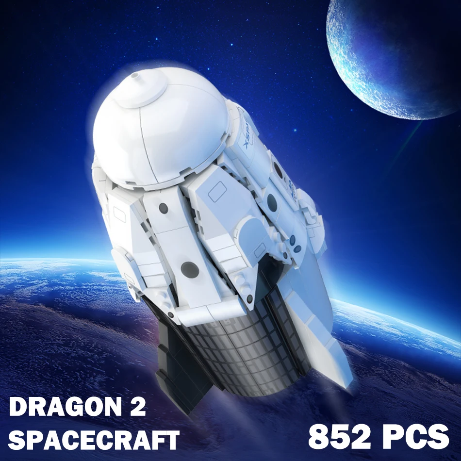 

852 PCS MOC SpaceX Dragon 2 Spacecraft Model Building Blocks Universe Cargo Spaceship Assembly Bricks Educational Toys Kids Gift
