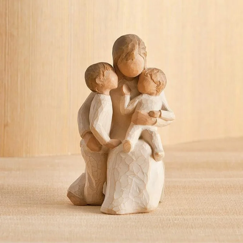 Hand-Painted Sculpture, Mother Holding Child Figure Sculpture Home Living Room Study Desktop Decoration Decoration Holiday Gift