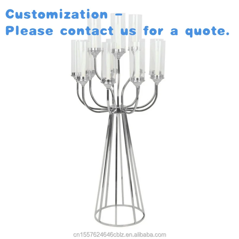 

custom.ZM024 Exquisite 48 Tall 12-Arm Silver Candle Holder Candelabra - Wedding and Event Centerpiece Decor