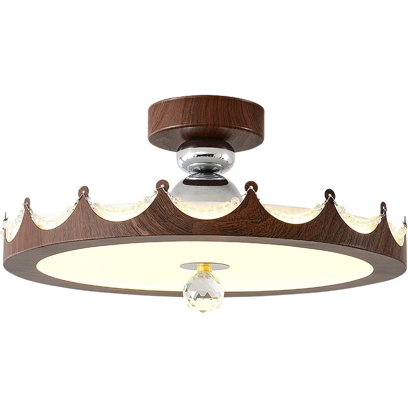 Middle Ancient Style Bedroom Ceiling Light Walnut Color Living Room Restaurant Study Light Wabi Sabi Style LED Lighting Fixture