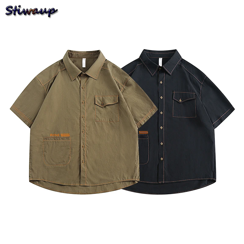 

Oversized Solid Color Short Sleeve Shirt Men Summer Women's Shirts and Blouses 2023 Korean Streetwear Plus Size Top Summer Women