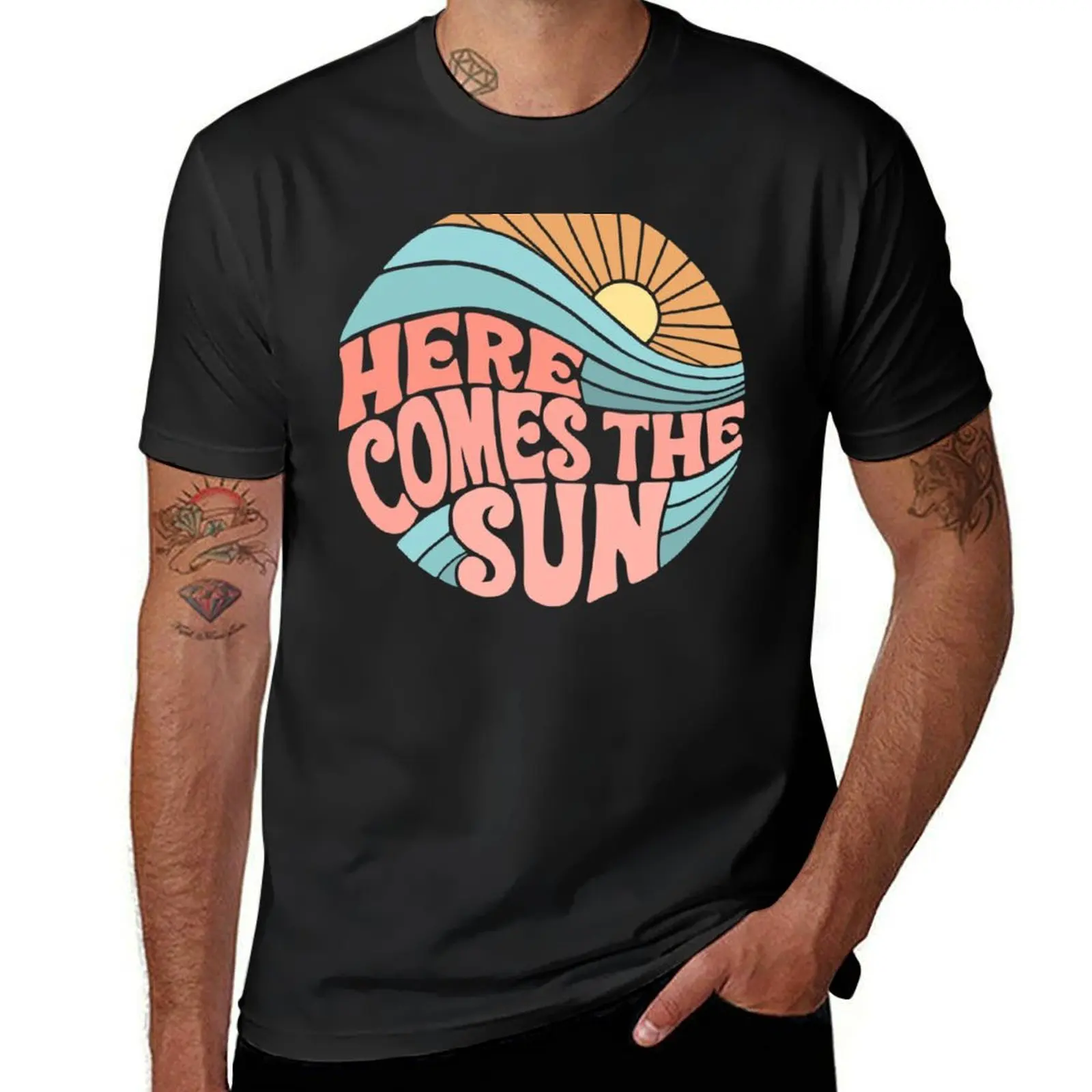 Pink Groovy Here Comes the Sun T-Shirt customs design your own hippie clothes boys animal print big and tall t shirts for men