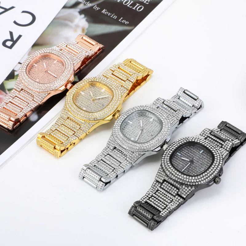 2023 Diamond Men Watch Top Luxury Brand Casual Fashion Quartz Watches Stainless Steel Belt Business Wristwatch Relogio Masculino