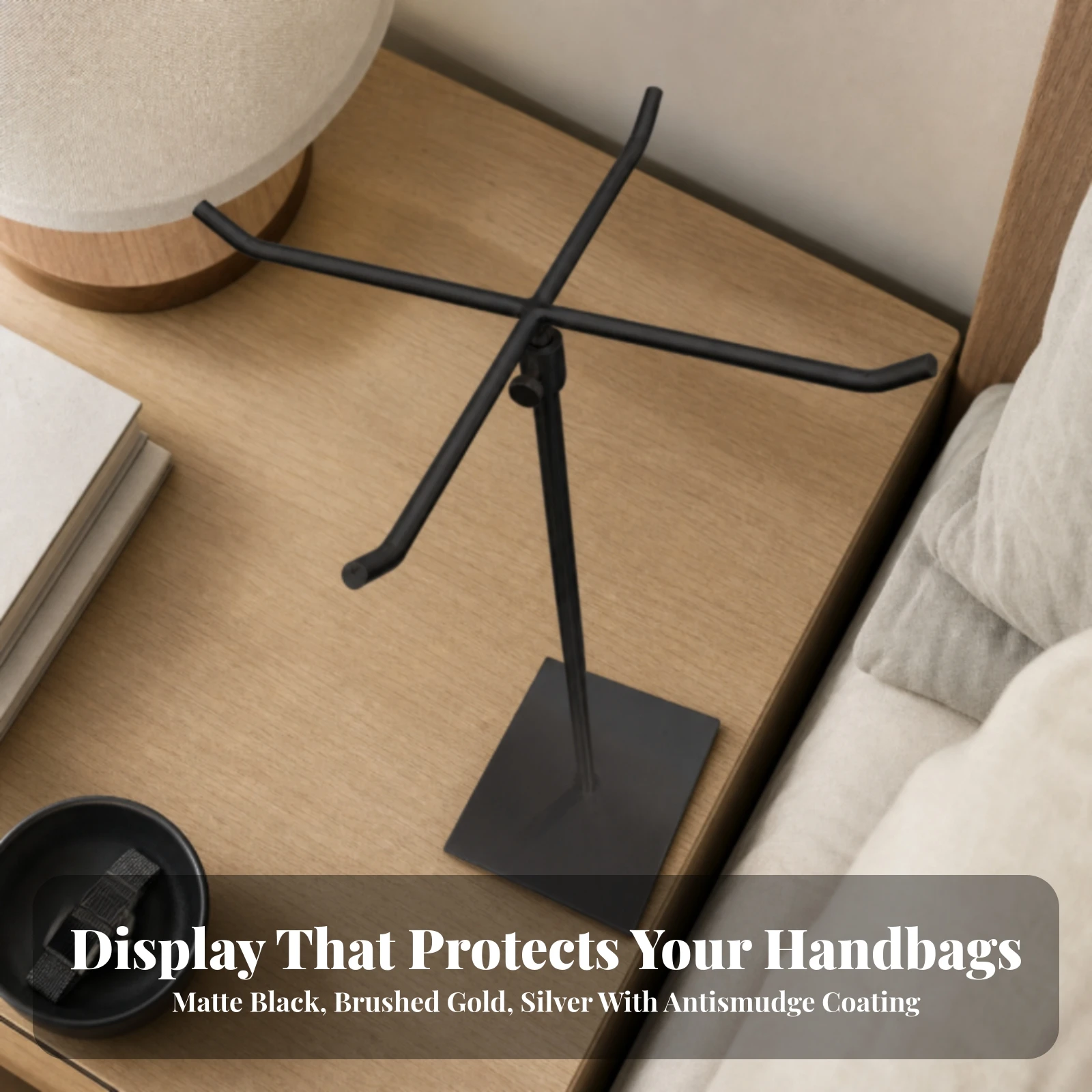 T-Shaped Bag Display Stand Elegant Adjustable Height Handbag Stand Space-Saving Scratch-Resistant for Boutique Owners, Showrooms