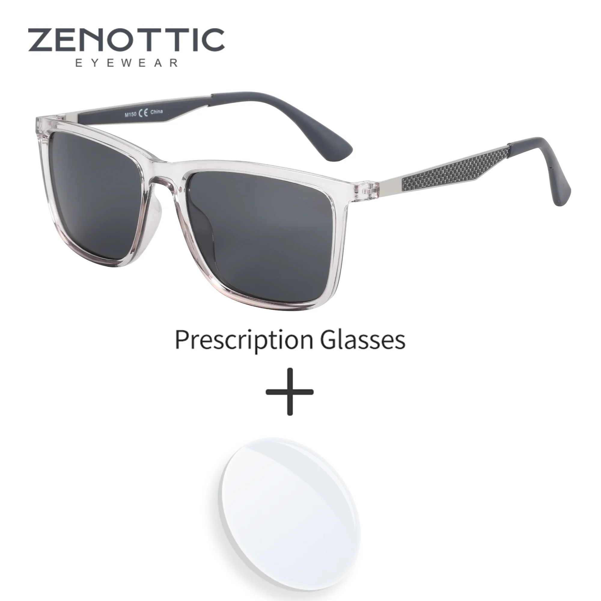 ZENOTTIC  Polarized Prescription Sunglasses for Men Rectangle Ultralight Carbon Fiber Frame UV400 Protection Sun Glasses