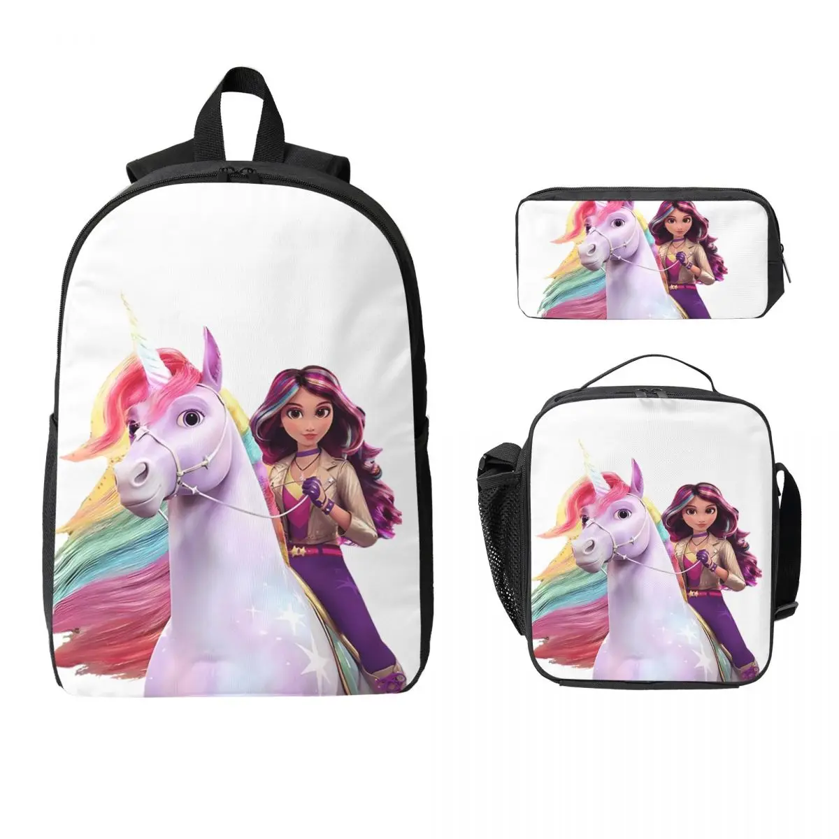 

Рюкзак Unicorn Academy Sophia Wildstar, студенческий рюкзак для мальчиков и девочек, школьная сумка, сумки на плечо, 3 шт., изолированная сумка для обеда, пенал