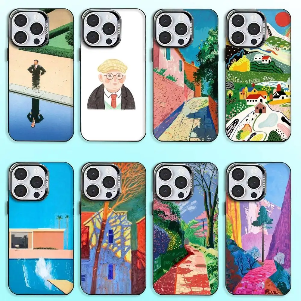 

Art D-David H-HocKney Phone Case For iPhone17,16,15,14,13,12,11 Plus,Pro Max Colored Silver Plated Inside Cover