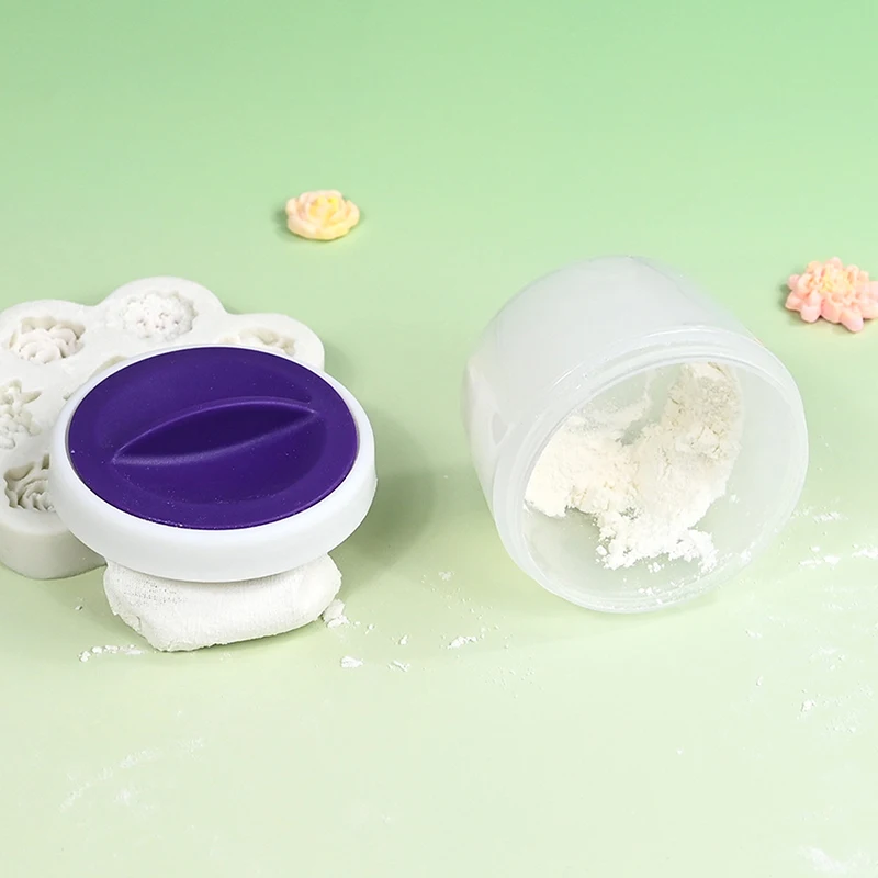 Anti lengket Puff bubuk dengan tempat penyimpanan Flip kue Cookie Flip permen pasta bubuk penyebaran tepung jagung Puff pati