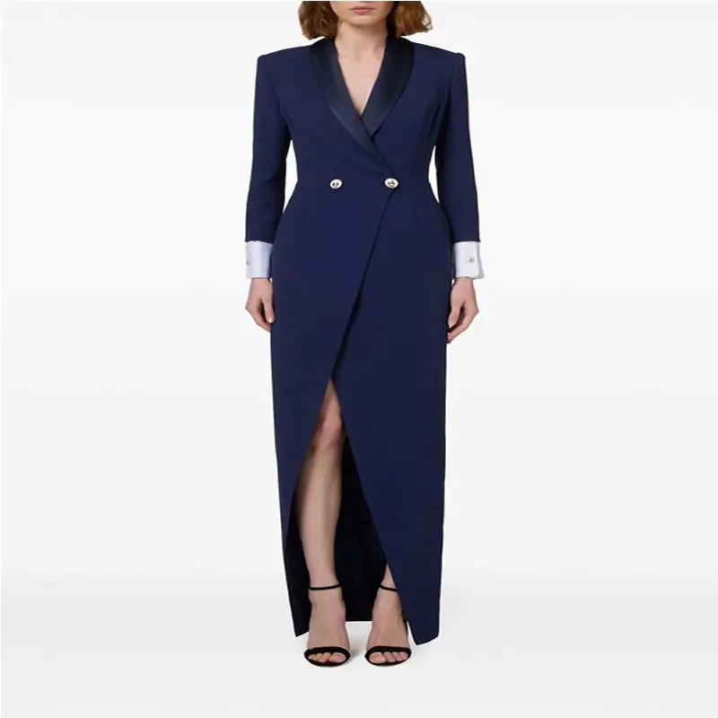 

Women Patchwork Coat Long Sleeve Turn-Down Collar Long Coat