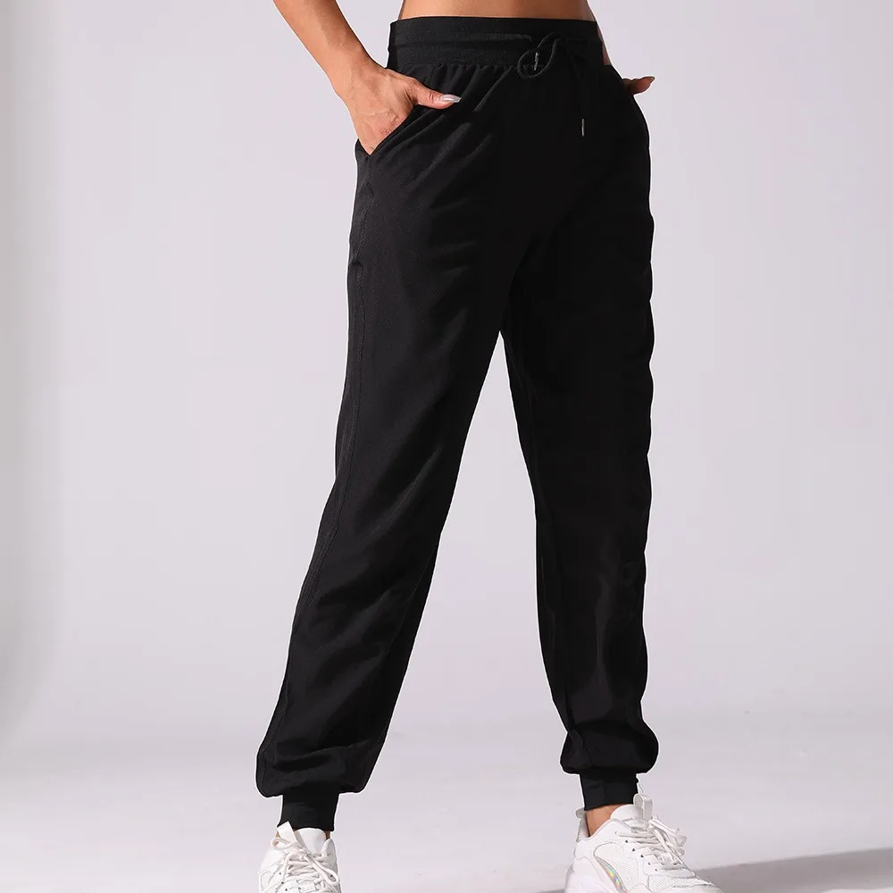 Women Dance Studio Drawstring Jogger Pants Sports Trousers Quick Dry Athletic Yoga Pants Gym Running Exercie Trousers