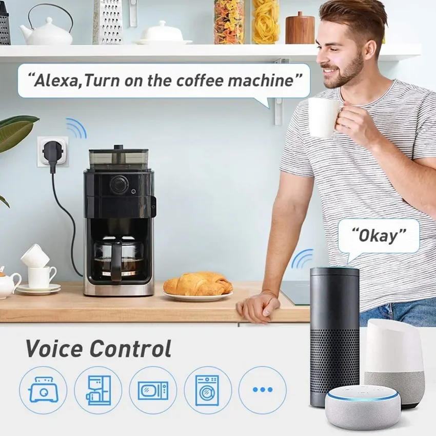 16A WiFi Smart Plug EU brasile UK controllo vocale Power Energy Monitor presa Timer presa per Alexa Google Home Tuya Smartlife App
