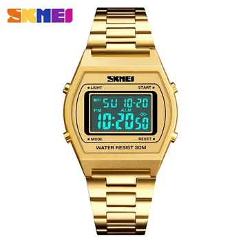 Skmei 1328 Outdoor Sport Luxe Digitale Polshorloge Lichtmetalen Band Zakelijke Horloges 12/24 Uur Relogio Masculino Mannen Mode Horloge