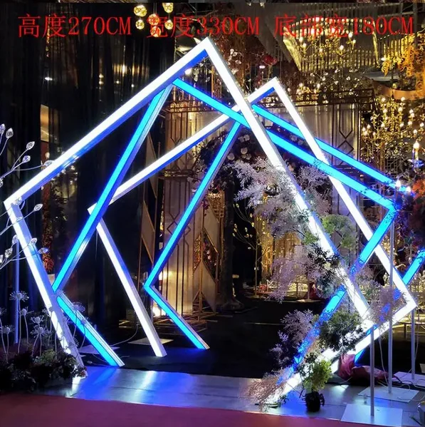 

Wedding Hall Luminescent Road Leading Wedding Time Tunnel Geometric Multi shaped Arch Single sided Light Stage Background