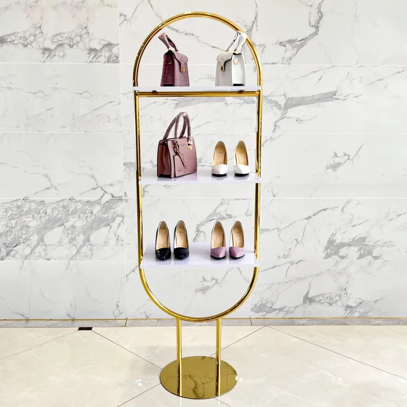 custom.Store hot sale stainless steel shoe display rack standing multilayer shoe display furniture shoes shop display stand