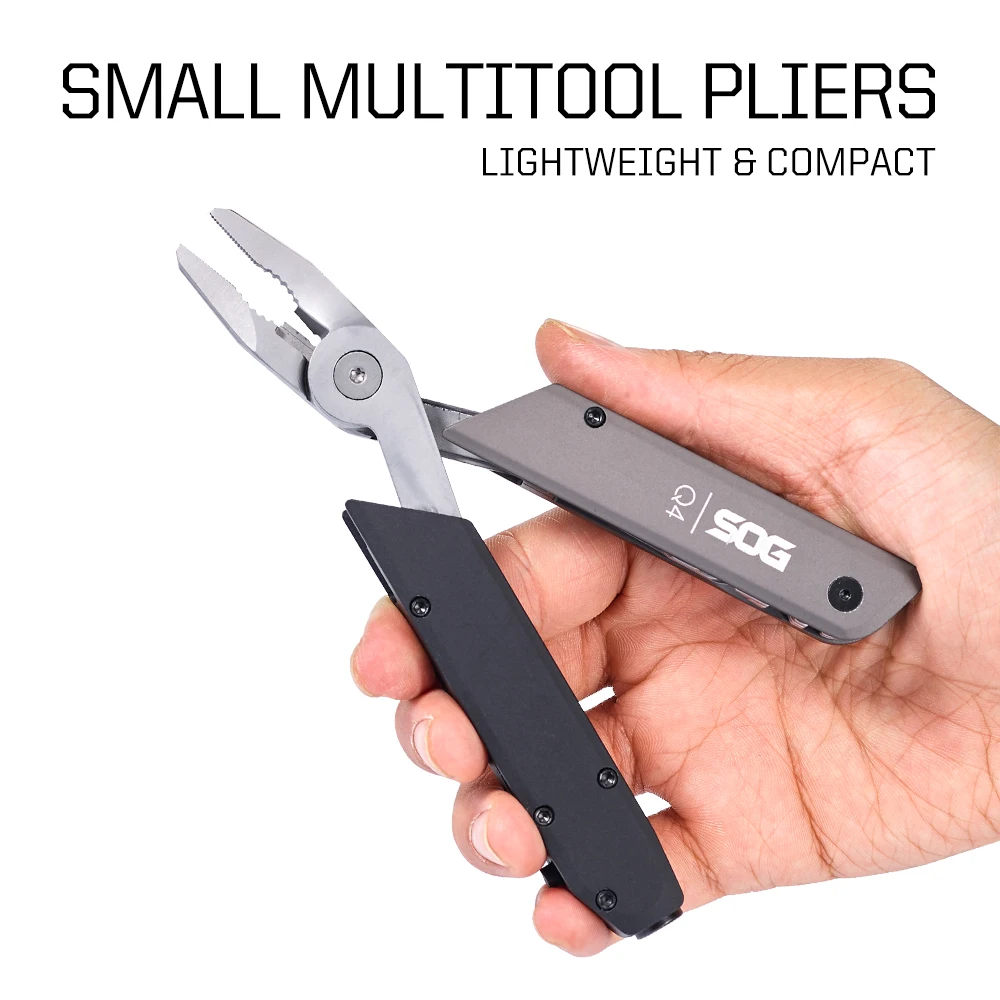 SOG 10 in 1 BATON Q4 Multitool Folding Pliers Mini Knives Screwdriver Set with 12 Bits Lightweight EDC Pocket Clip Hand tools