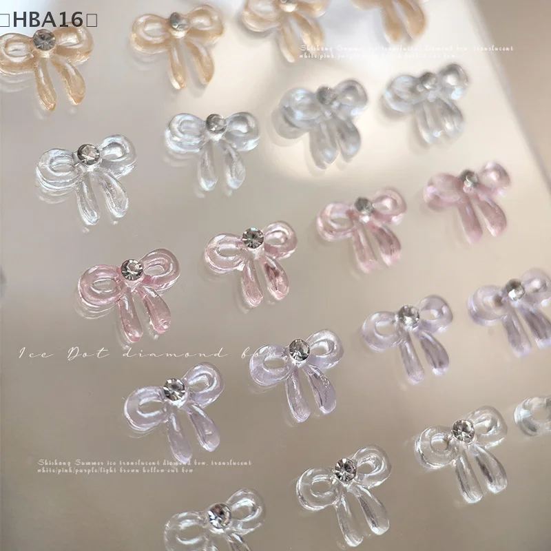 10 قطعة ثلاثية الأبعاد شفافة مسمار الفن حجر الراين القوس السحر اكسسوارات أجزاء ل مانيكير الأظافر لوازم الديكور