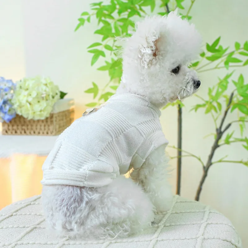 2024 Pet Clothing Cute Two Leg Afternoon Tea Round Neck Shirt