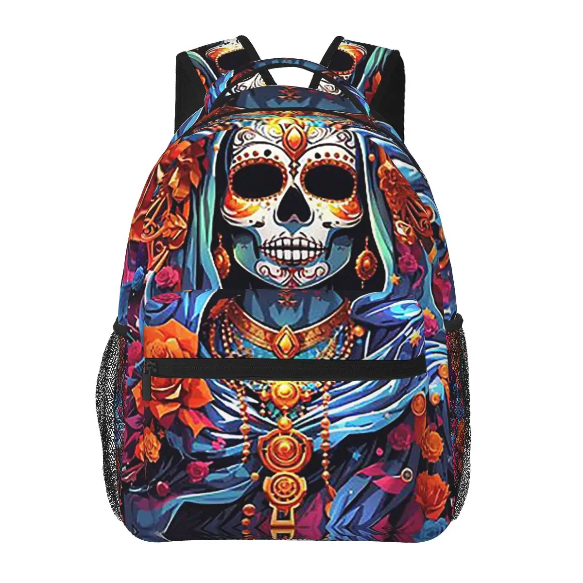 Santa Muerte Spanish Backpacks Boys Girls Bookbag Students School Bags Cartoon Travel Rucksack Shoulder Bag Large Capacity