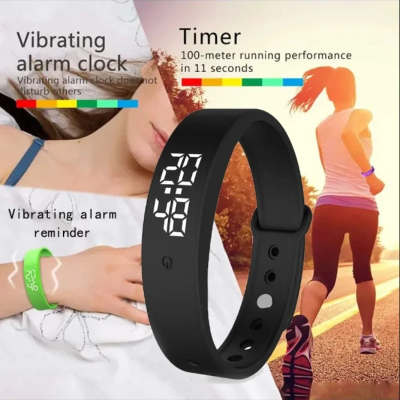 

Простой светодиодный цифровой умный браслет, водонепроницаемые умные часы, смарт-браслет, монитор температуры тела, умные вибрационные цифровые наручные часы