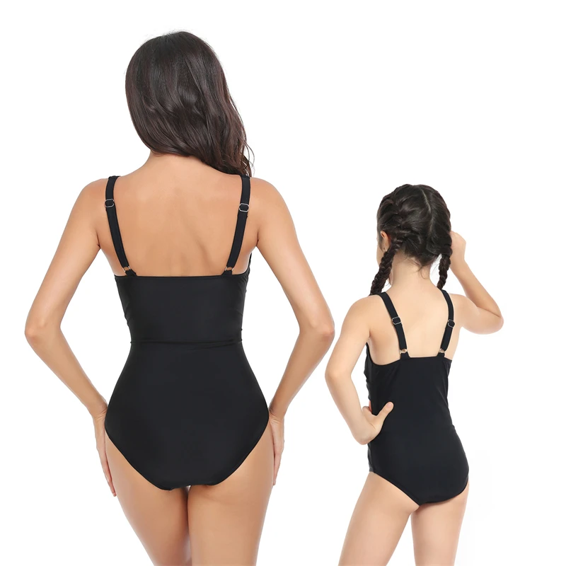 Bañador de una pieza para padres e hijos, ropa de playa, Control de barriga, Espalda descubierta, traje de baño a juego para Familia