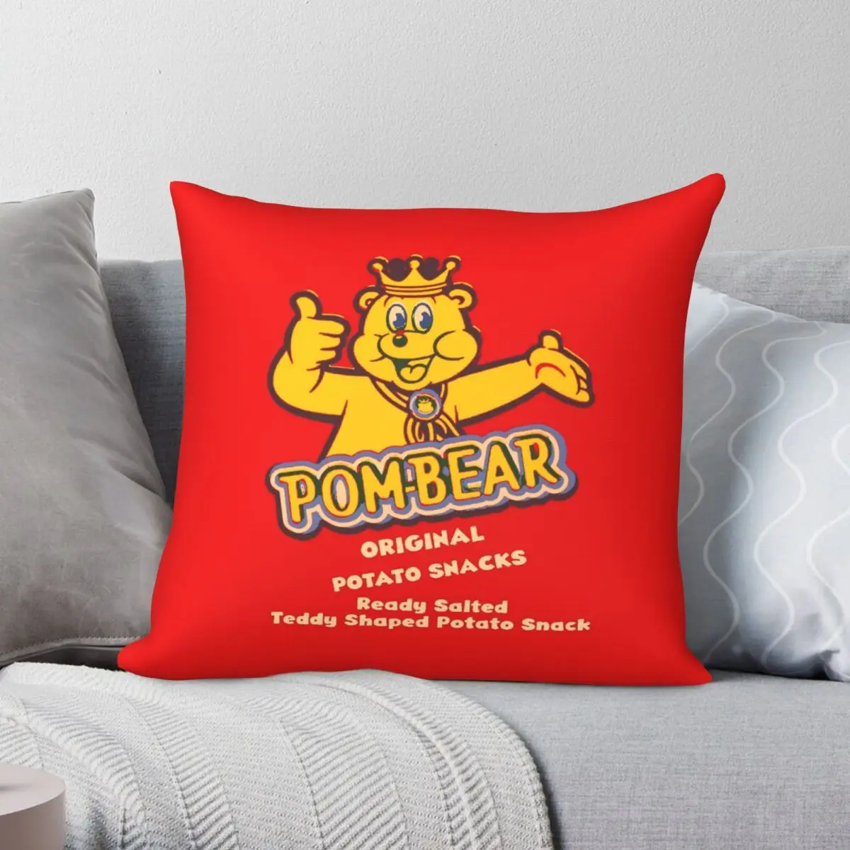 Pom Bear Potato Snacks Design Square Pillowcase Polyester Linen Velvet Printed Zip Decor Home Cushion Case