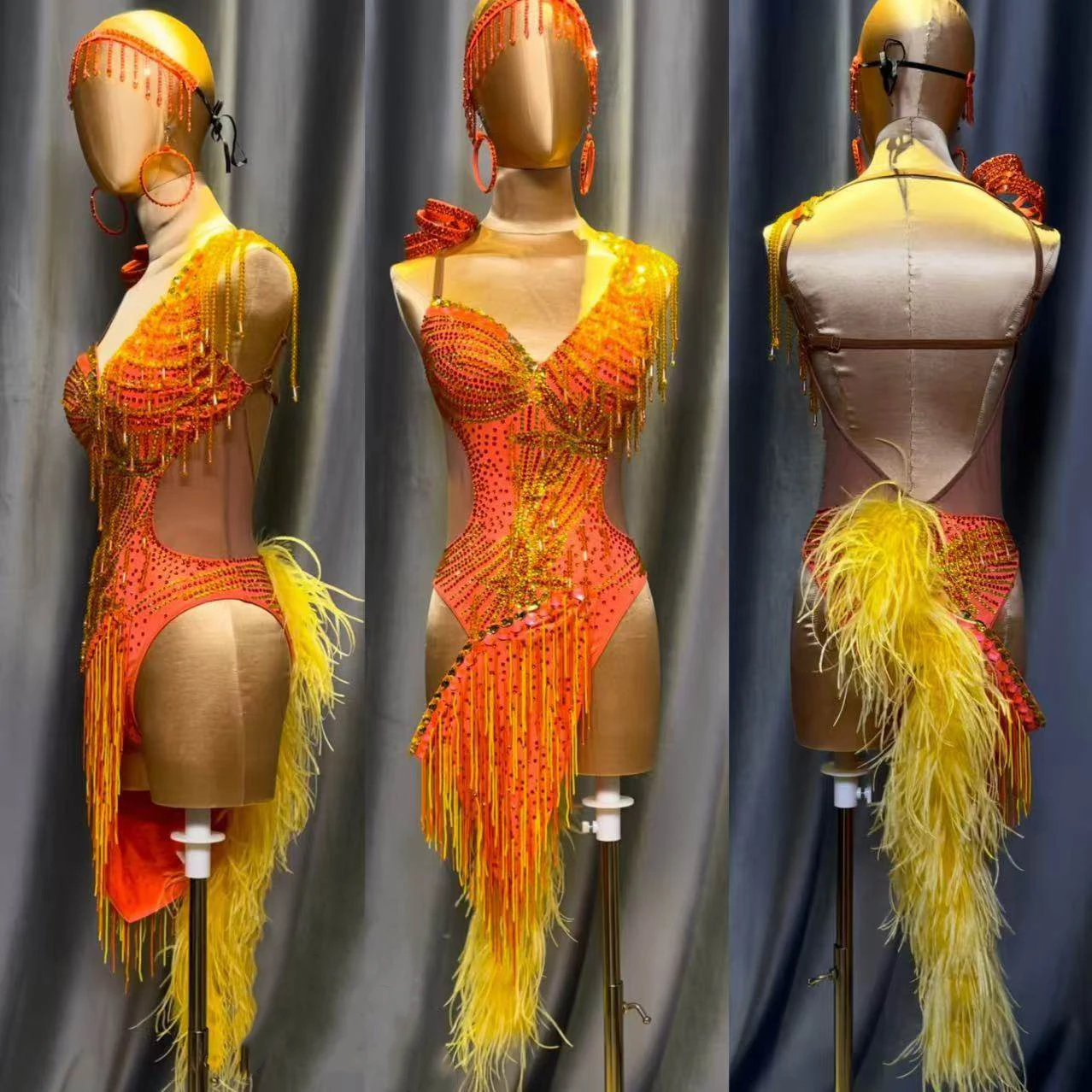 라틴 댄스 AB 스톤 여성 성인 어린이 고급 맞춤형 오렌지 스위트하트 드레스 블랙 풀 삼바 공연 드레스