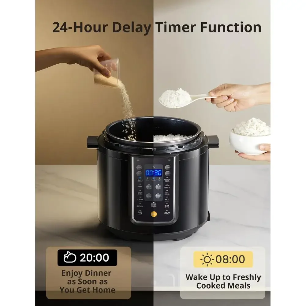 9-in-1 Electric Pressure Cooker with 14 Presets Non-Stick Multi Cooker Slow Cooker Rice Steamer Yogurt Maker Food Warmer Egg