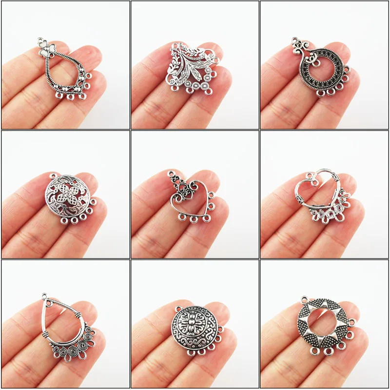Mode Neue Herz Teardrop Chines Knoten Blume Charme Tibet Silber Überzogene Verbindungssteckern Für Geschenke Schmuck