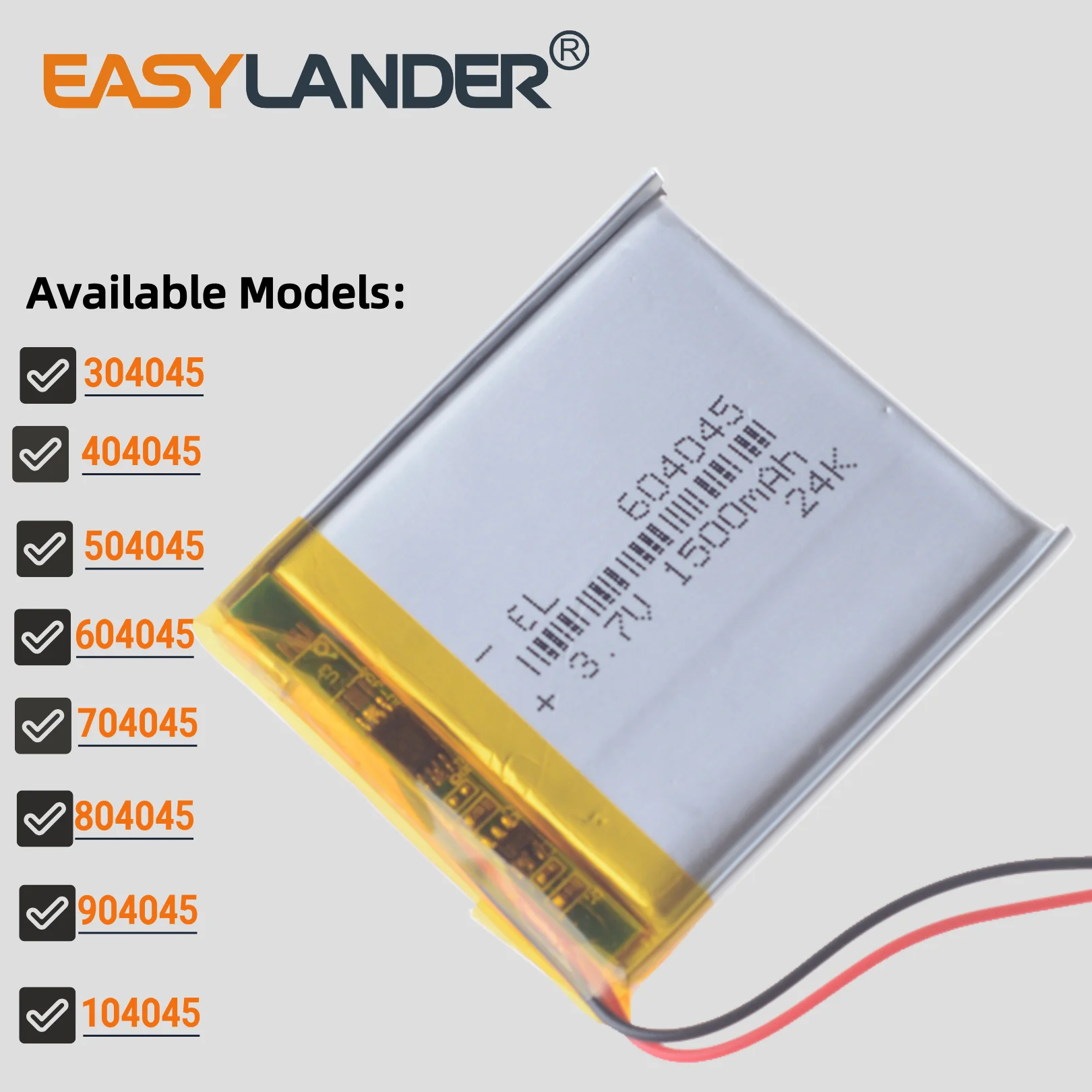 

10Pcs 3.7V 304045 404045 504045 604045 704045 804045 904045 104045 Lithium Li-ion Polymer Rechargeable Battery Lipo Batteries