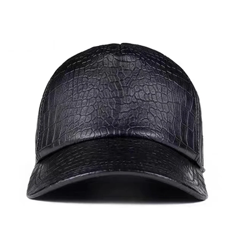 Fashion Leather Baseball Cap For Men Casual Snake Crocodile Patten Printed 56-60 cm Adjustable Hats Male Goft Five Panels Gorras