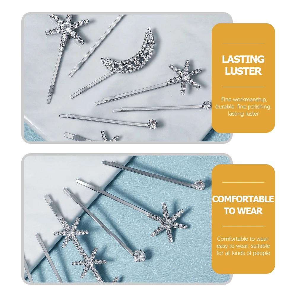 

1 set Rhinestone Hair Clips for Girls Women Wedding Party Daily Use Sparkling Barrettes Lightweight Comfortable for Birthday