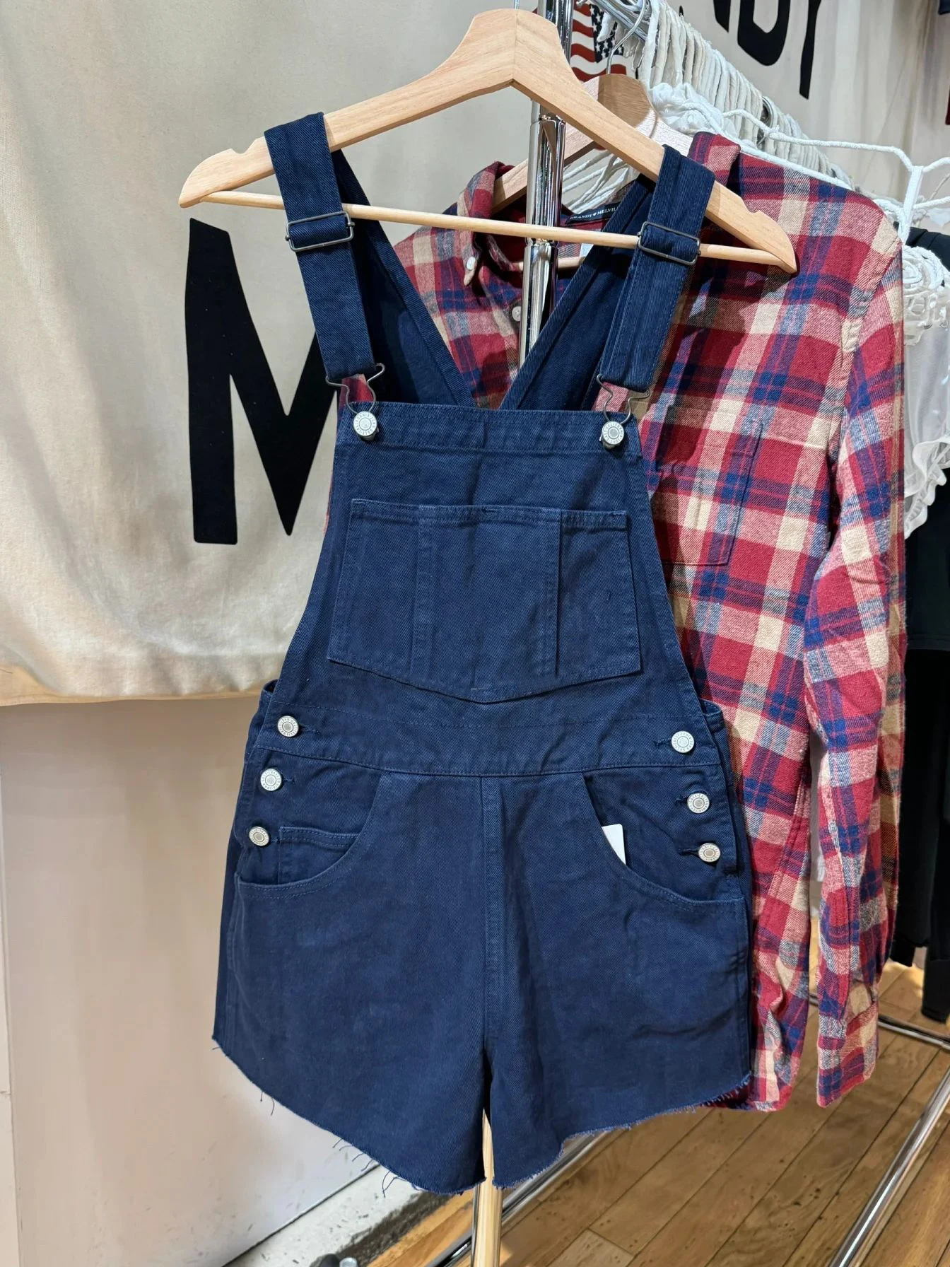 Tasche vintage Salopette di jeans Donna Bottoni estivi in cotone Jeans dritti larghi Pantaloncini blu scuro stile dolce preppy femminile 2025 Nuovo