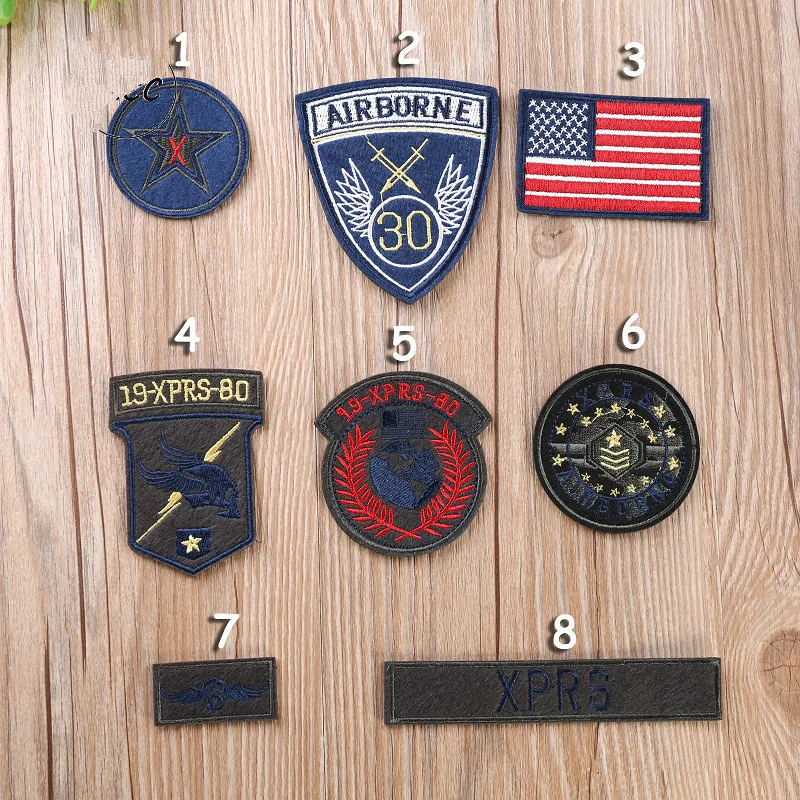 USA Flag Military Appliques Shield Badges Cool National Embroidered Backpack Patches for Clothes Fashion DIY Stripe Stickers