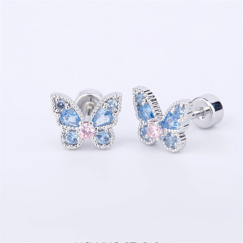 1 PCS New Fashion Gothic Style Cute Zircon Crystal Ear Bone Nail 316L Medical Titanium Steel Earrings for Women Y2K Punk Jewelry