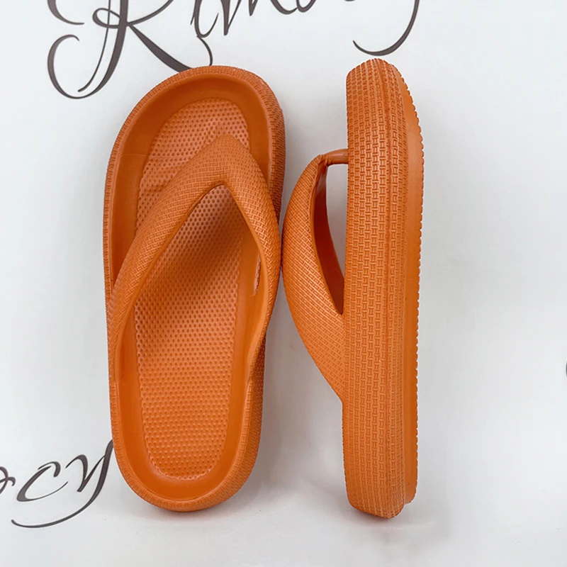 Rimocy Soft Sole EVA Women\'s Flip Flops 2023 Summer Beach Non-slip Cloud Slippers Women Thick Platform Clip Toe Bathroom Slides